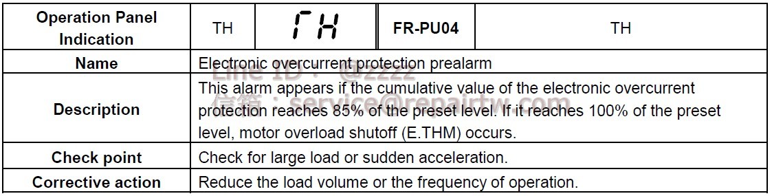 Mitsubishi Inverter FR-F540J-7.5KF TH 電子式過電流保護預警 Electronic overcurrent protection prealarm